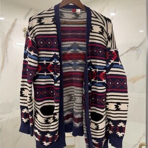 H&M Divided Open Front Aztec / Southwestern Cardigan Size M